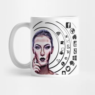 Woman serious social network make money Mug